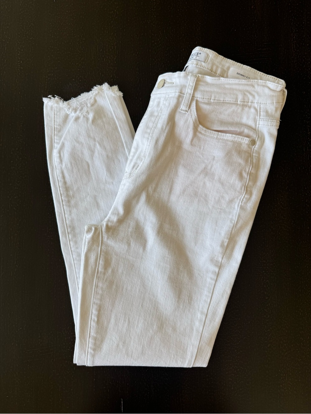 Judy Blue White Skinny Jeans Raw Hem Stretch Denim Women’s Size 29